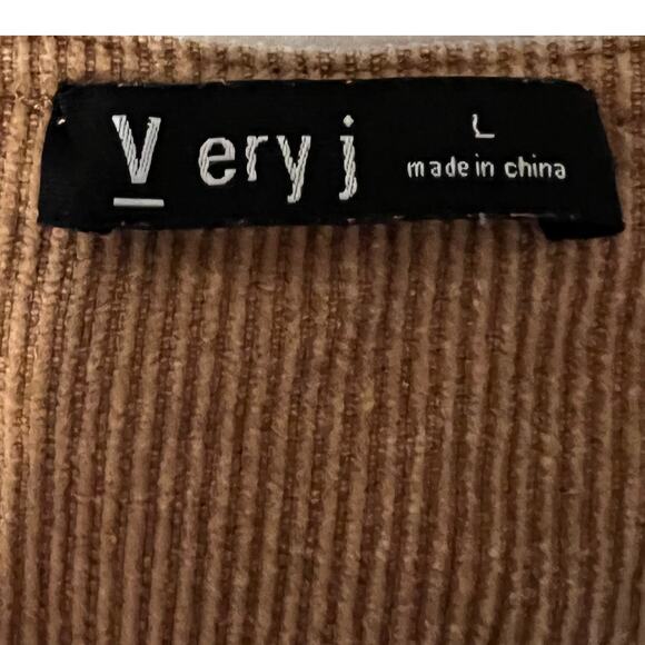 Very J Skirtall Womens Size Large Corduroy Beige Pockets Button Up Sleeveless - Picture 2 of 8